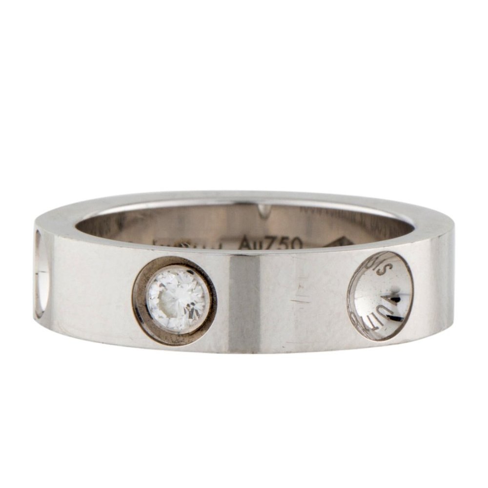 LOUIS VUITTON 18K WHITE GOLD & DIAMOND EMPREINTE BAND RING - Picture 1 of 8